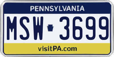 PA license plate MSW3699