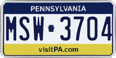 PA license plate MSW3704