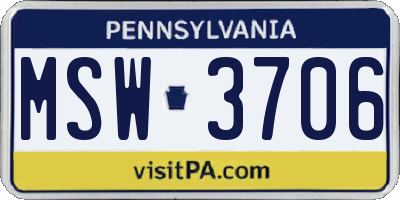 PA license plate MSW3706