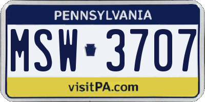 PA license plate MSW3707