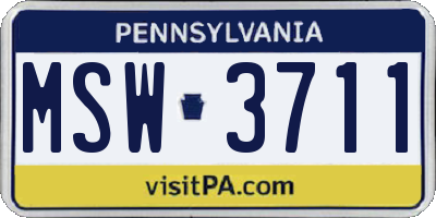 PA license plate MSW3711