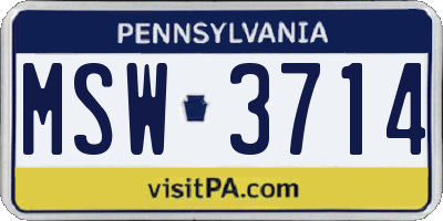 PA license plate MSW3714