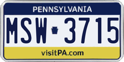 PA license plate MSW3715