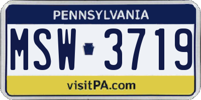PA license plate MSW3719