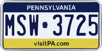 PA license plate MSW3725