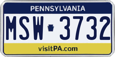 PA license plate MSW3732
