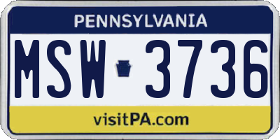 PA license plate MSW3736
