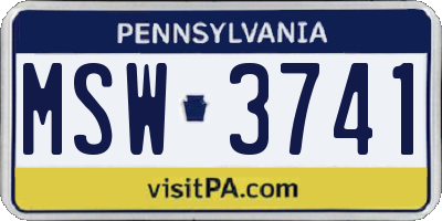 PA license plate MSW3741