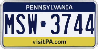 PA license plate MSW3744
