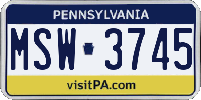 PA license plate MSW3745