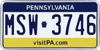 PA license plate MSW3746