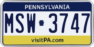 PA license plate MSW3747