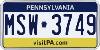 PA license plate MSW3749