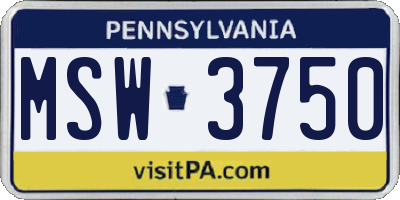 PA license plate MSW3750