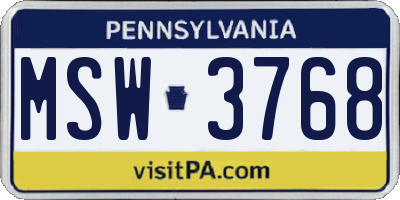 PA license plate MSW3768