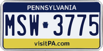 PA license plate MSW3775