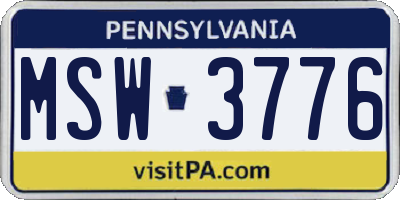 PA license plate MSW3776