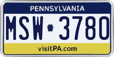 PA license plate MSW3780