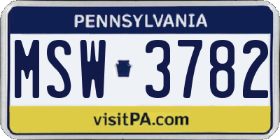 PA license plate MSW3782