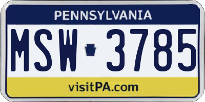 PA license plate MSW3785