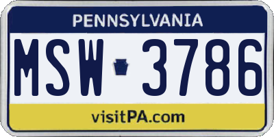 PA license plate MSW3786