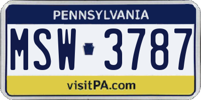 PA license plate MSW3787