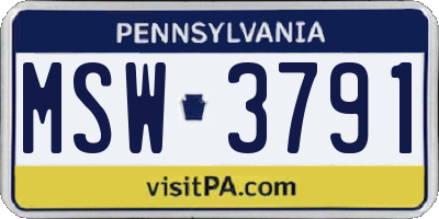 PA license plate MSW3791