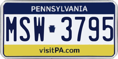 PA license plate MSW3795