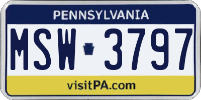 PA license plate MSW3797