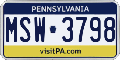 PA license plate MSW3798