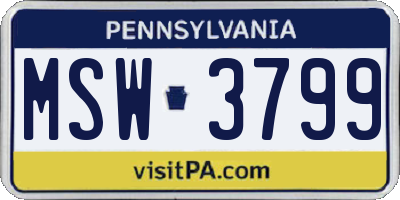PA license plate MSW3799