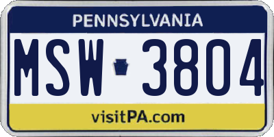 PA license plate MSW3804