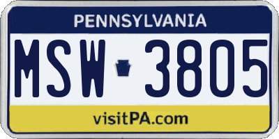 PA license plate MSW3805