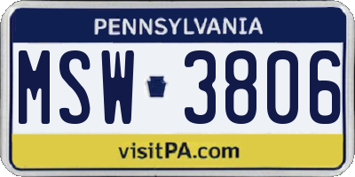 PA license plate MSW3806