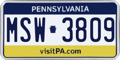 PA license plate MSW3809