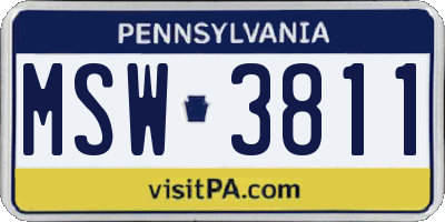 PA license plate MSW3811