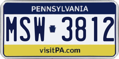 PA license plate MSW3812