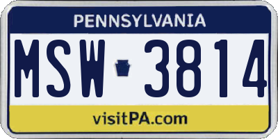 PA license plate MSW3814
