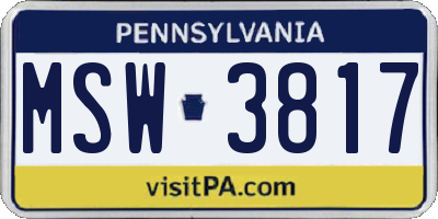 PA license plate MSW3817