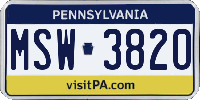 PA license plate MSW3820