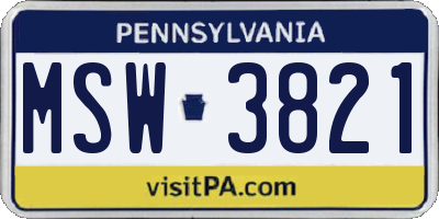 PA license plate MSW3821