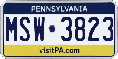 PA license plate MSW3823