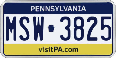 PA license plate MSW3825