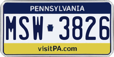 PA license plate MSW3826