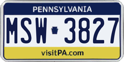 PA license plate MSW3827