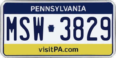 PA license plate MSW3829