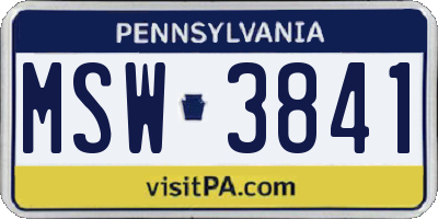 PA license plate MSW3841