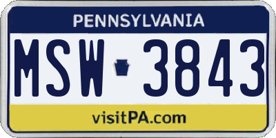 PA license plate MSW3843