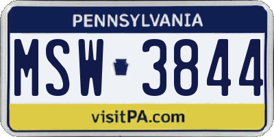 PA license plate MSW3844