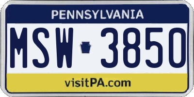 PA license plate MSW3850